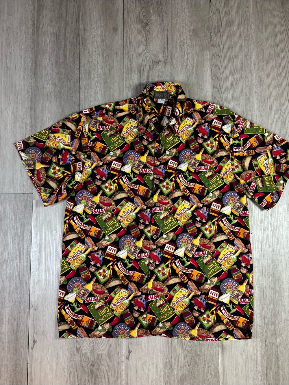 High Seas Trading Co Hawaiian Mexican  Graphic Button Up Shirt Men L